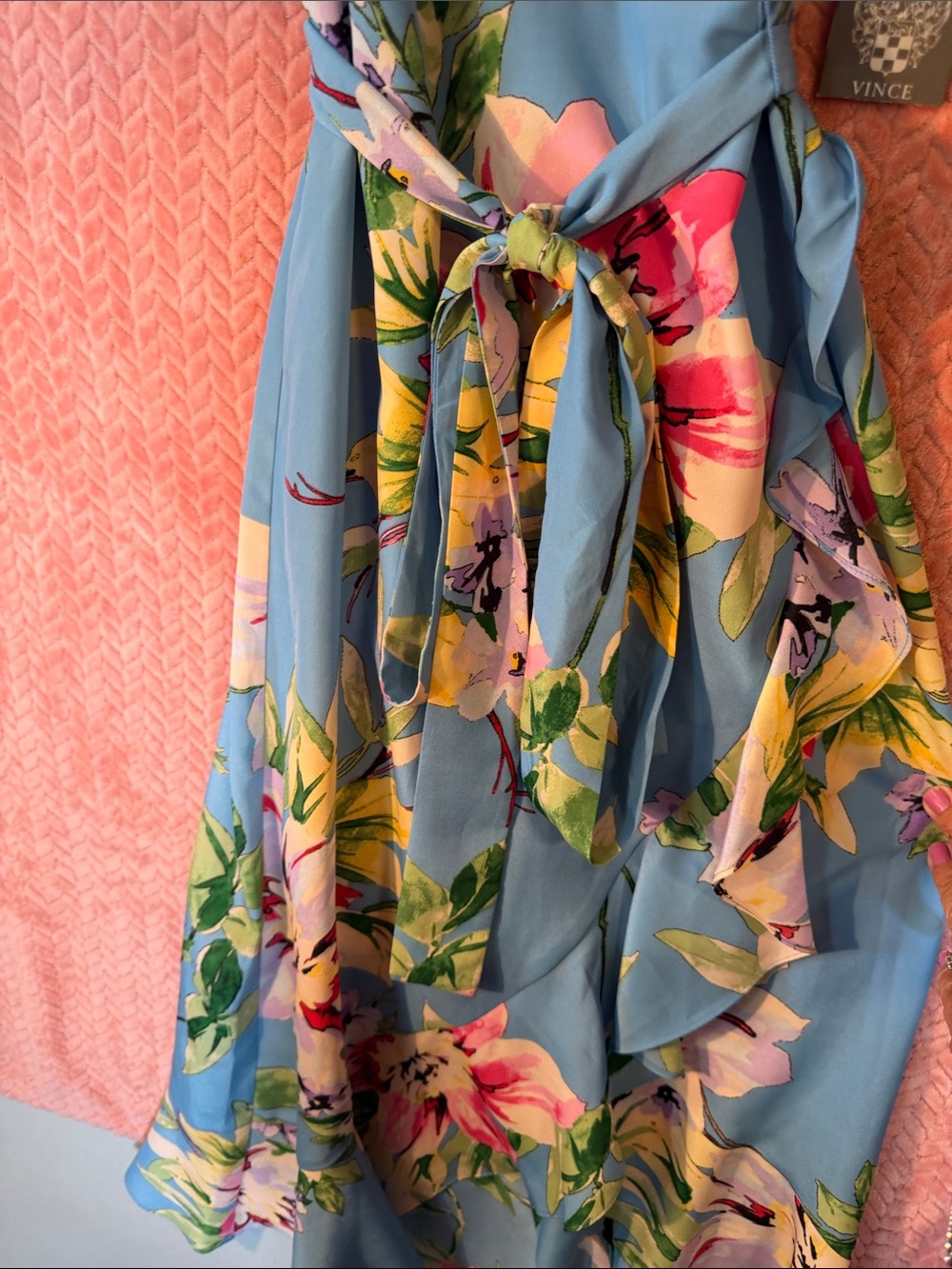 Vince Camuto Sky Blue Floral Ruffle Maxi Dress - Picture 6 of 7